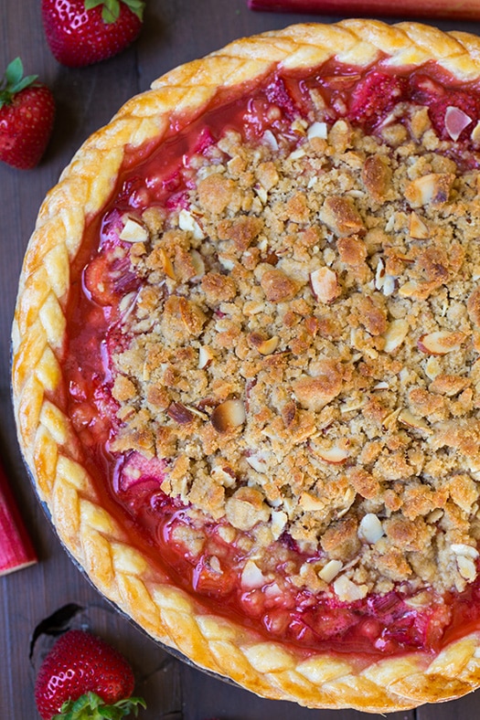 Strawberry Rhubarb Pie with Almond Crumble | Easy Cooking Zone