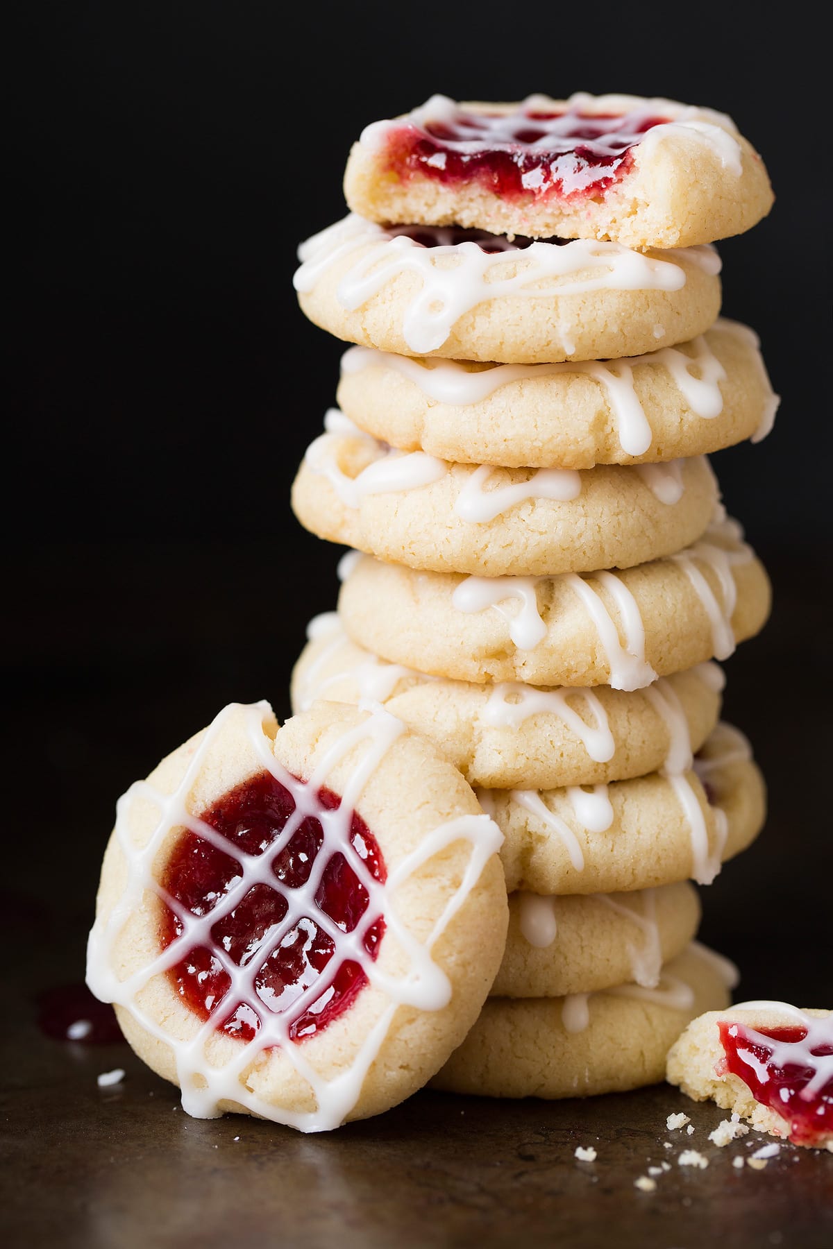 Stack of thumbprint cookies