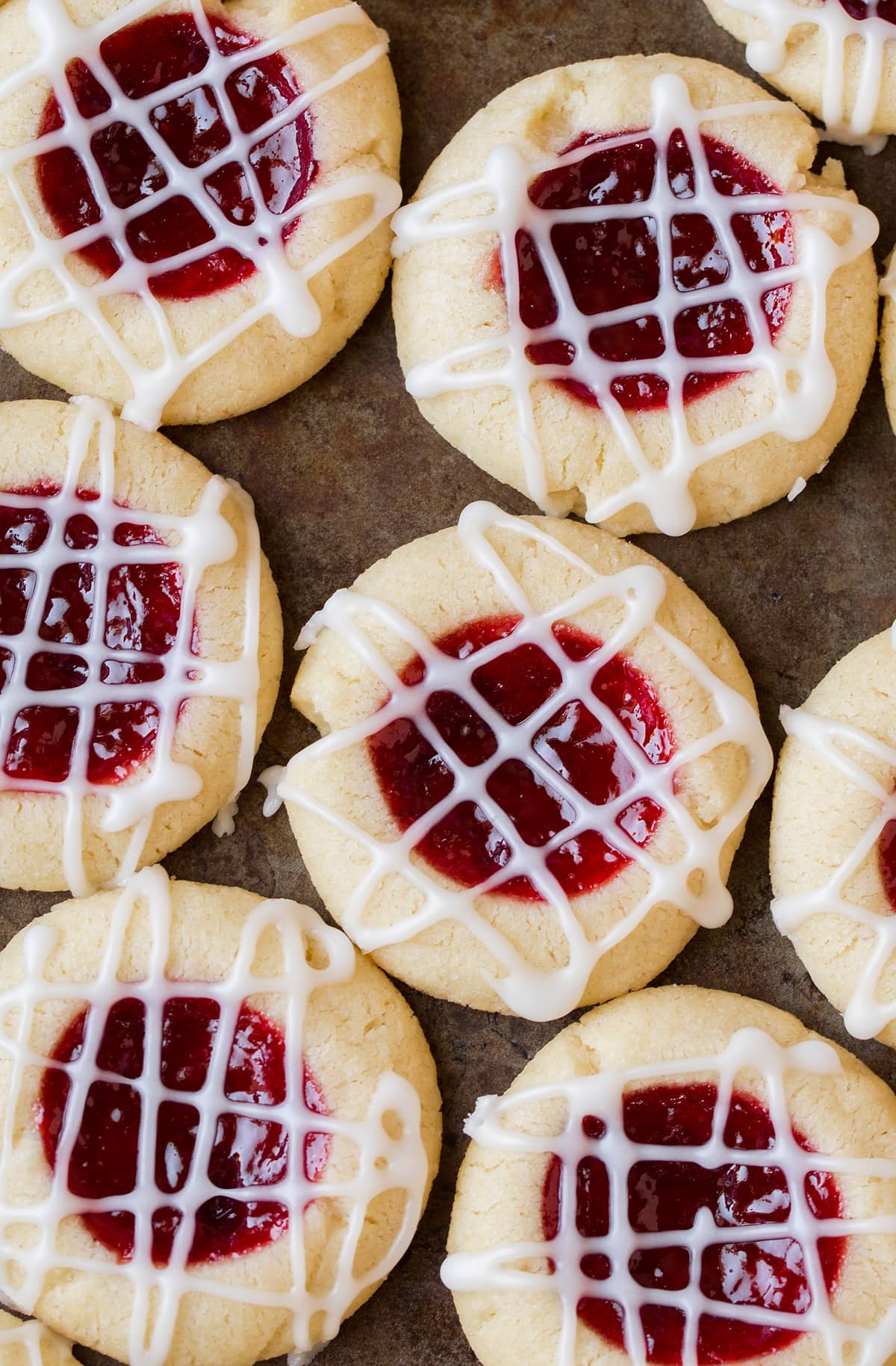 Raspberry Thumbprint Cookies with Almond Glaze