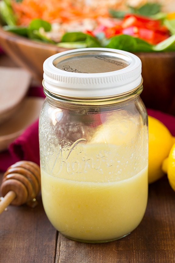 lemon ginger salad dressing in jar