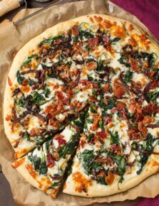 Caramelized Onion, Bacon and Spinach Pizza | Easy Cooking Zone