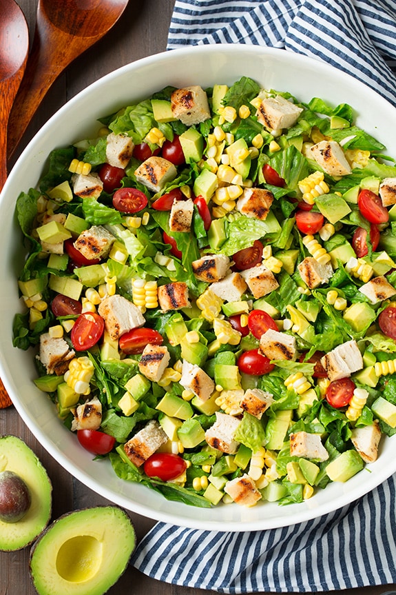 Avocado and Grilled Chicken Chopped Salad with Chipotle-Lime Ranch | Easy Cooking Zone