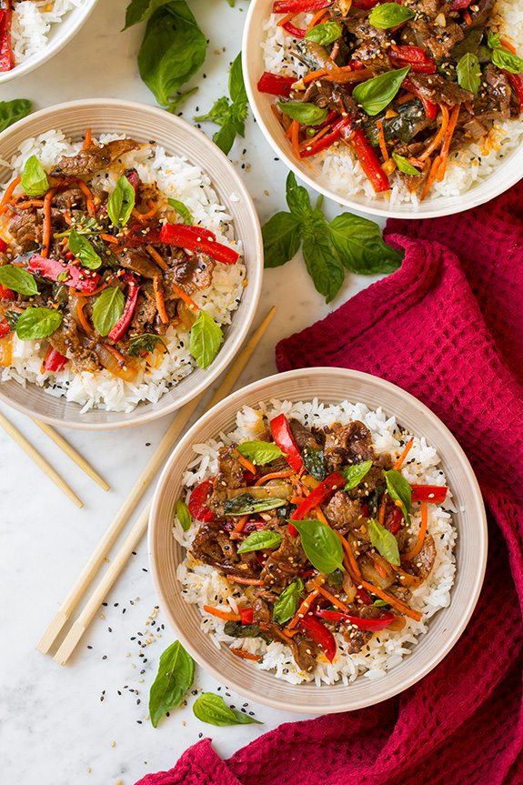 Thai Basil Beef Bowls | Easy Cooking Zone