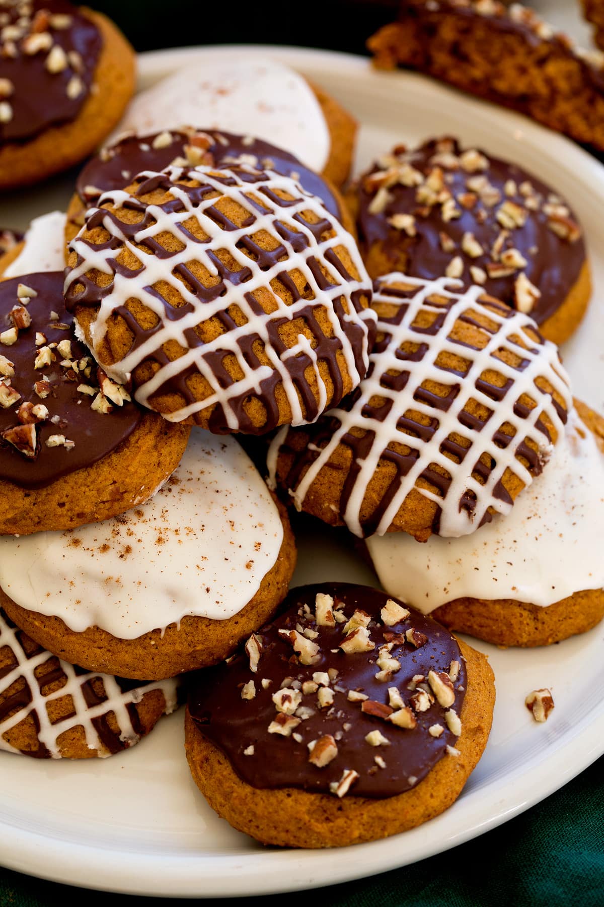 Close up photo of homemade spiced pumpkin cookies.