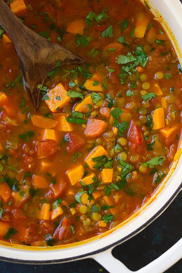 Moroccan Sweet Potato and Lentil Soup | Easy Cooking Zone