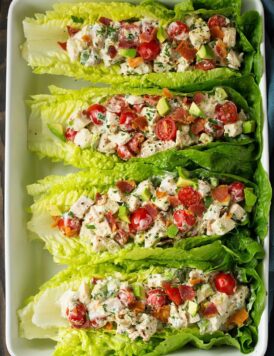 BLTA Chicken Salad Lettuce Wraps | Easy Cooking Zone