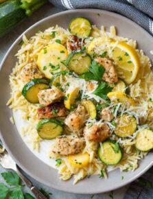 Skillet Lemon Parmesan Chicken Zucchini and Squash