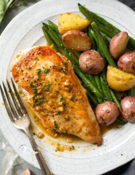 Skillet Chicken with Garlic Herb Butter Sauce