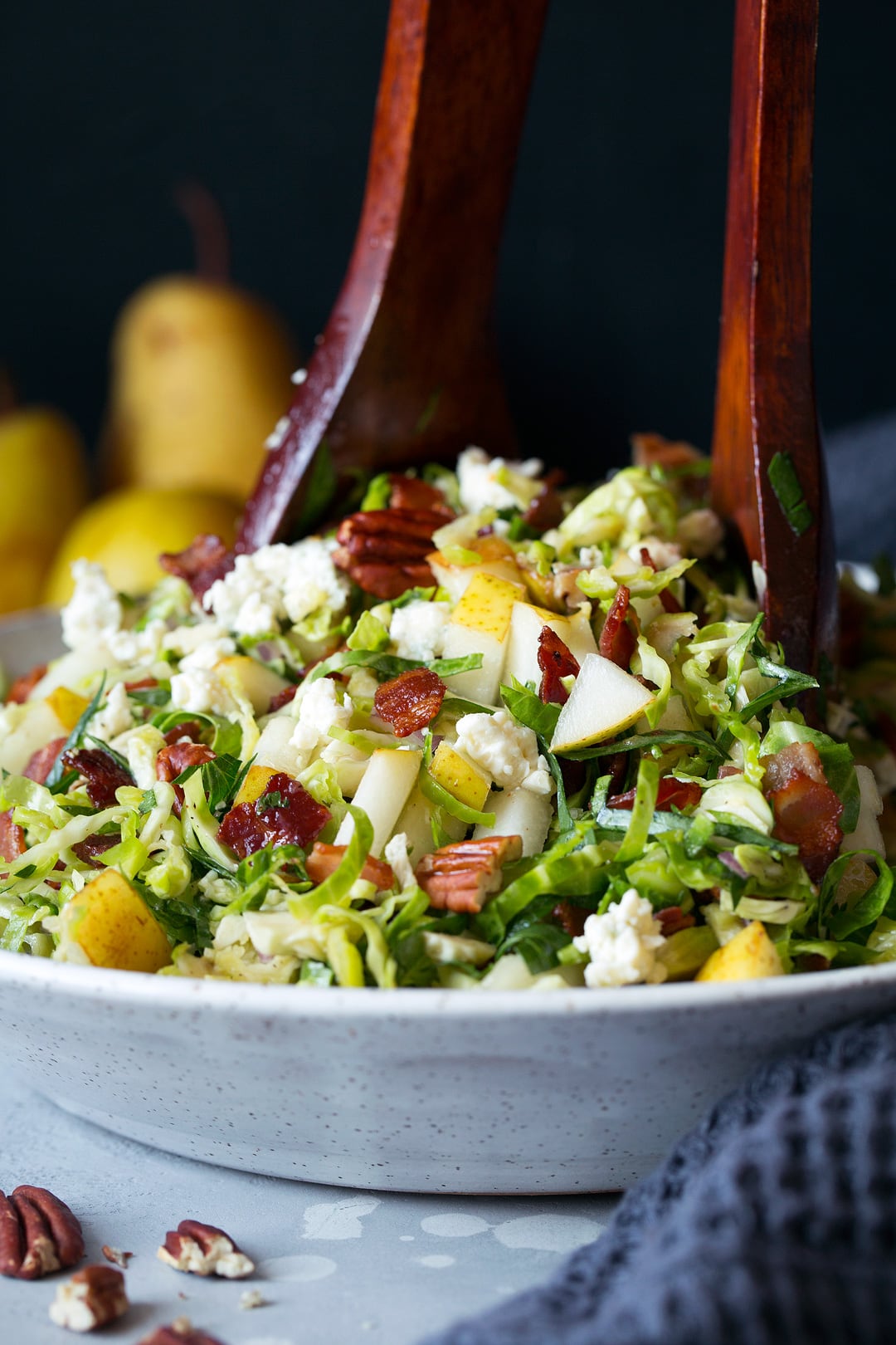 Pear Bacon and Brussels Sprout Salad