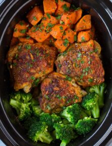 Slow Cooker Chicken with Sweet Potatoes and Brococli