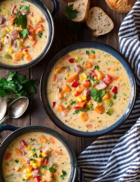 Sweet Potato Ham and Corn Chowder