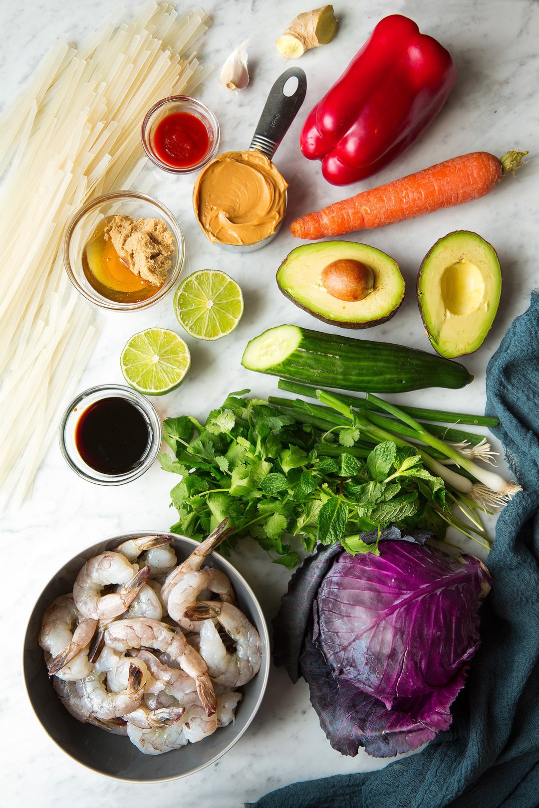 Rainbow Spring Roll Bowls with Shrimp or Chicken