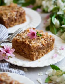 Oatmeal Cake in 9 by 9-inch pan