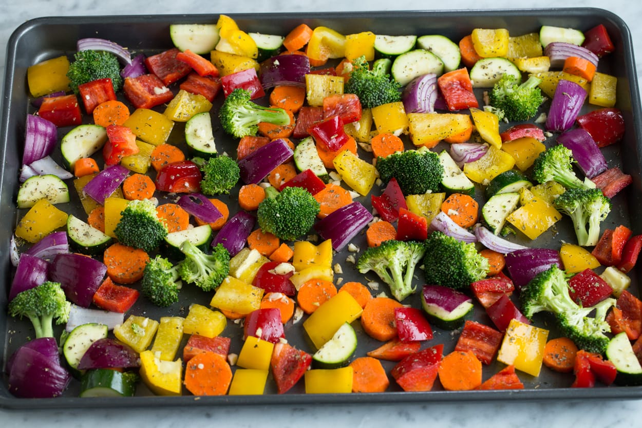 How to Make Roasted Vegetables on a baking sheet.