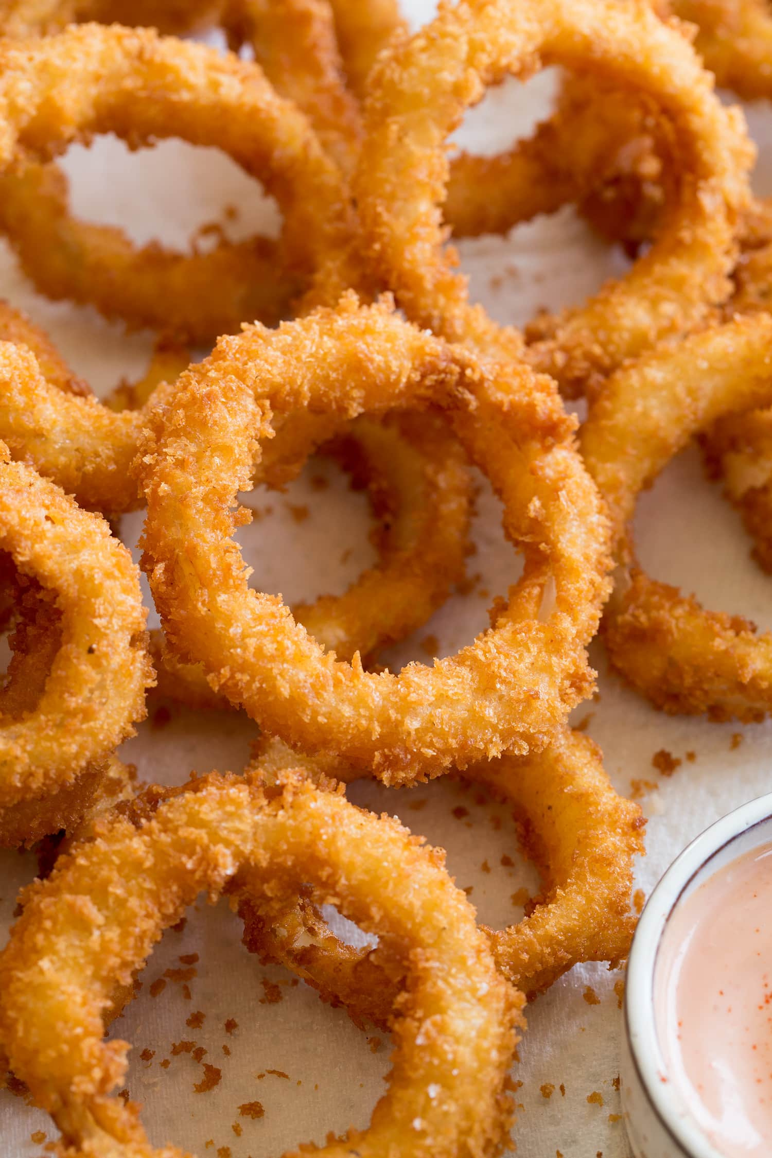 Panko breaded and fried onions rings.