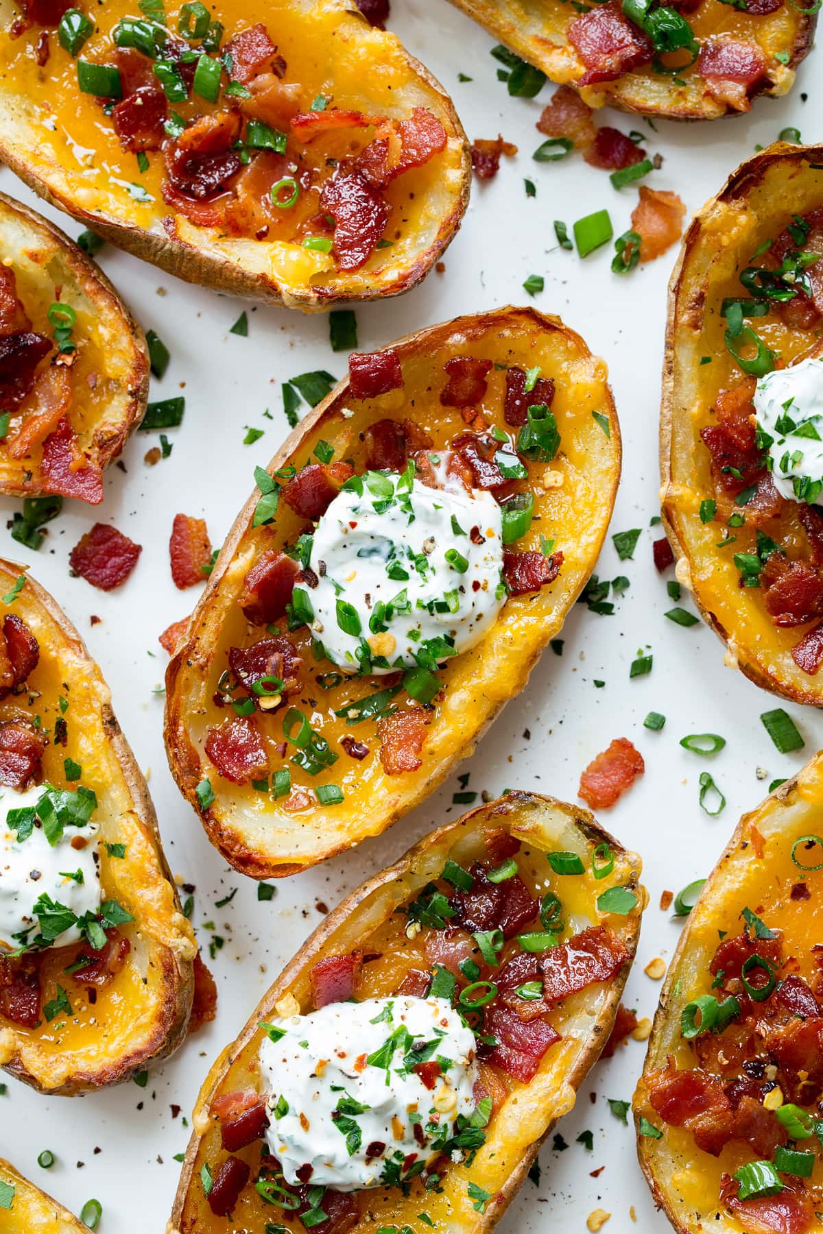 Close up photo of potato skins.