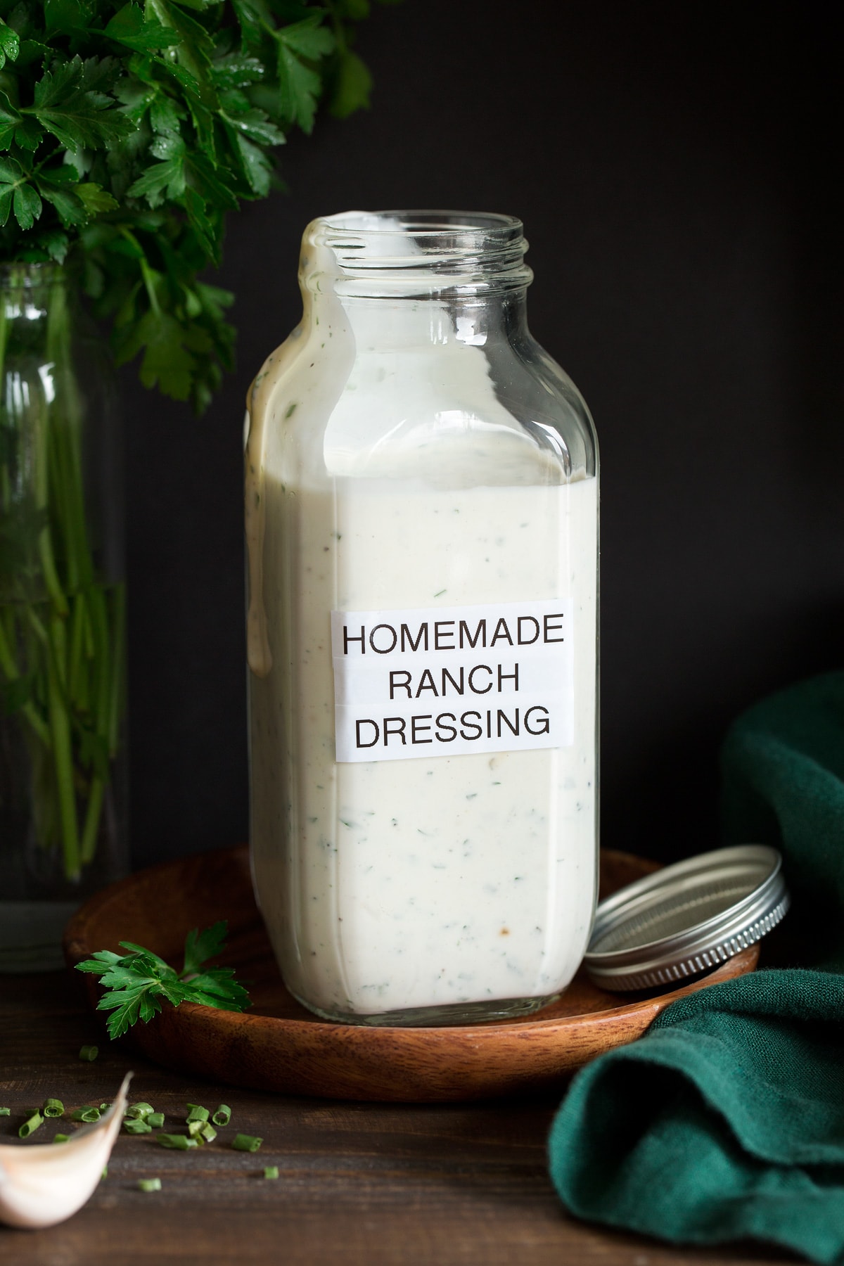 Jar of homemade Ranch Dressing. 