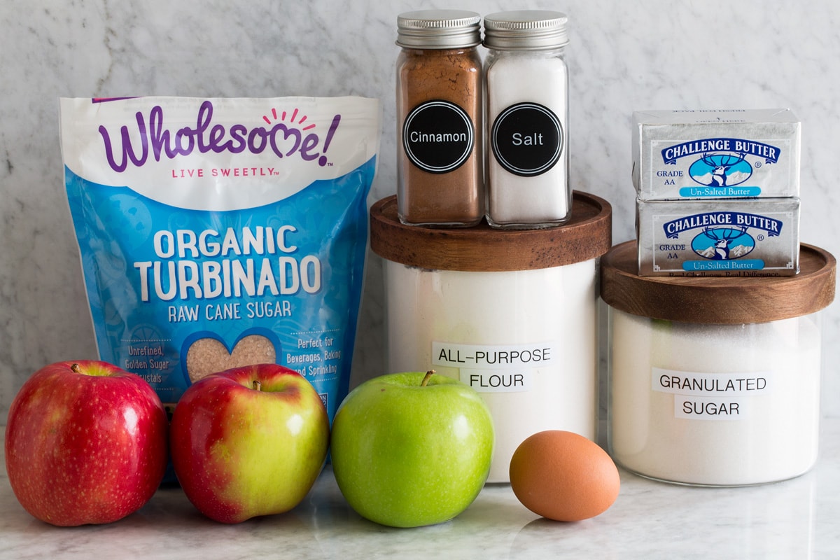 Photo of ingredients used to make an apple galette.