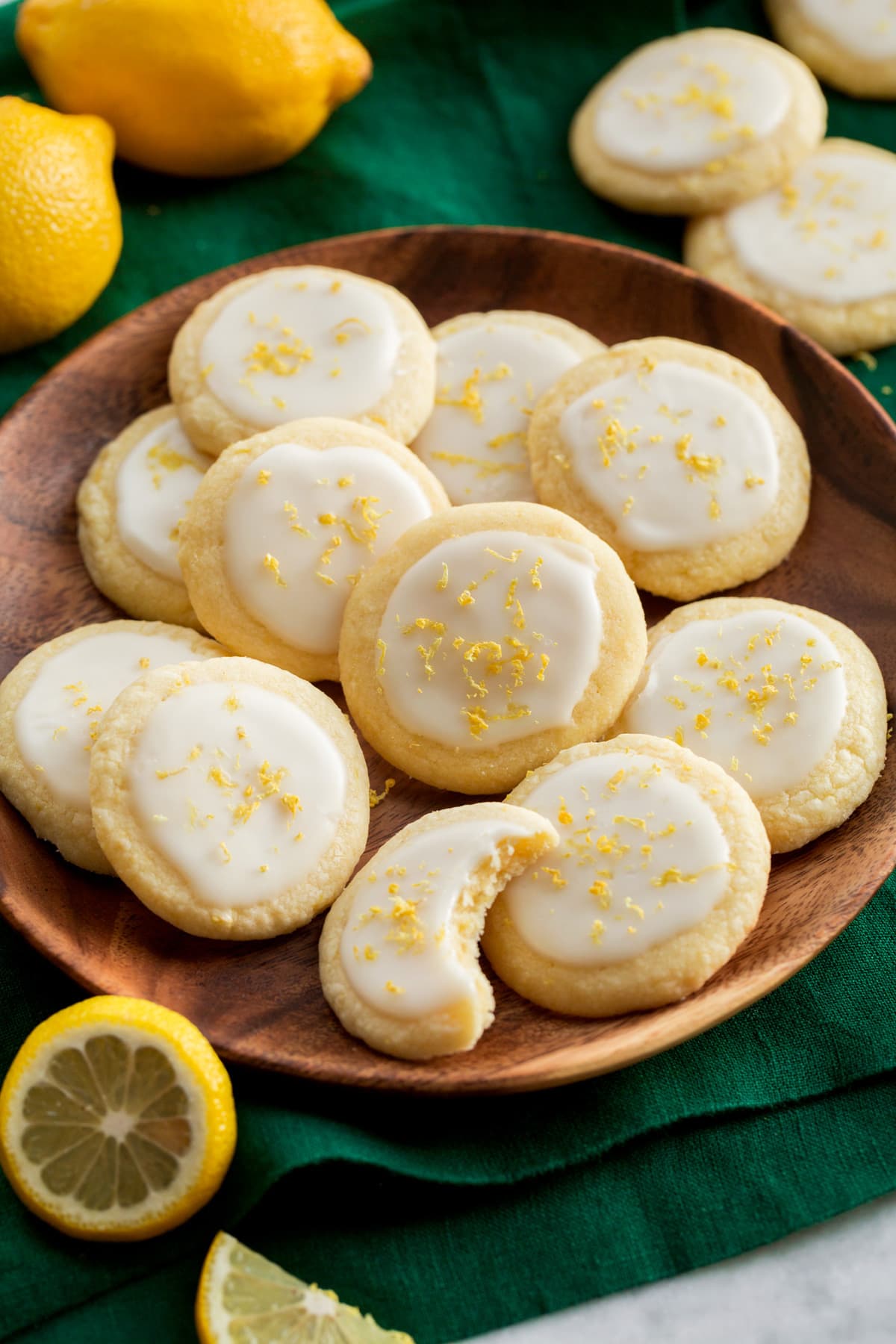 Plate of glazed lemon meltaway cookies.