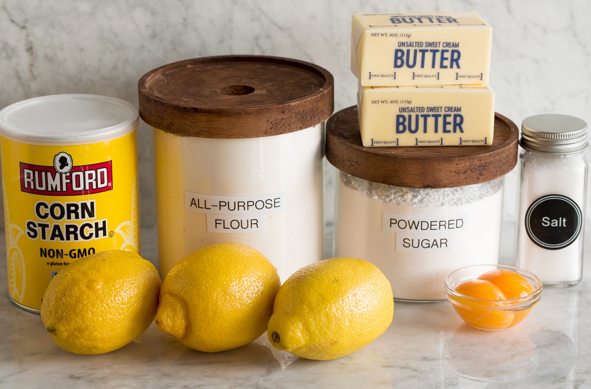 Photo of ingredients used to make lemon meltaway cookies.