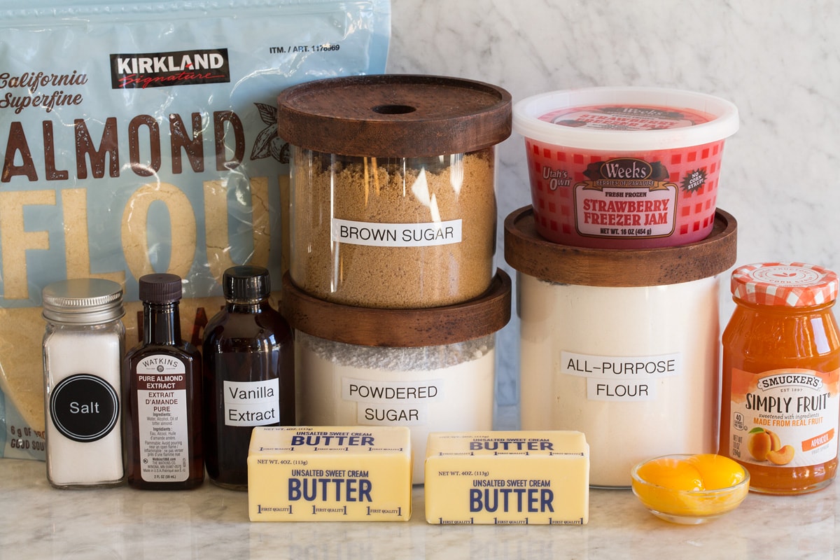 Photo of ingredients used to make linzer cookies.