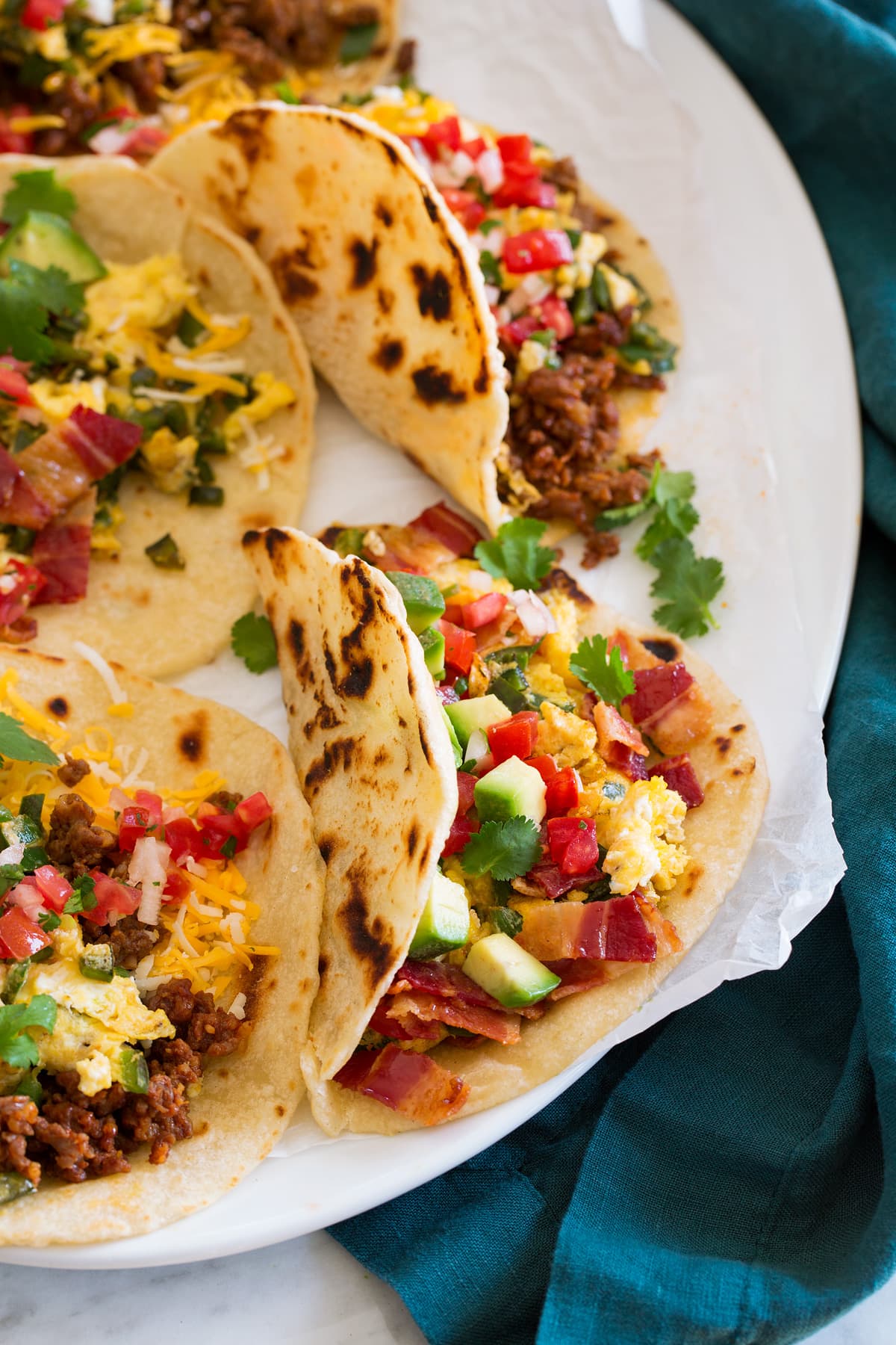 Close up photo of breakfast taco.