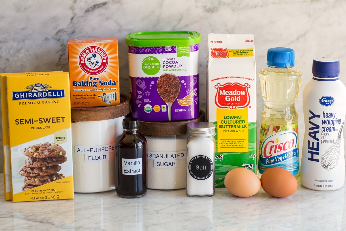 Photo of ingredients used to make chocolate cake.