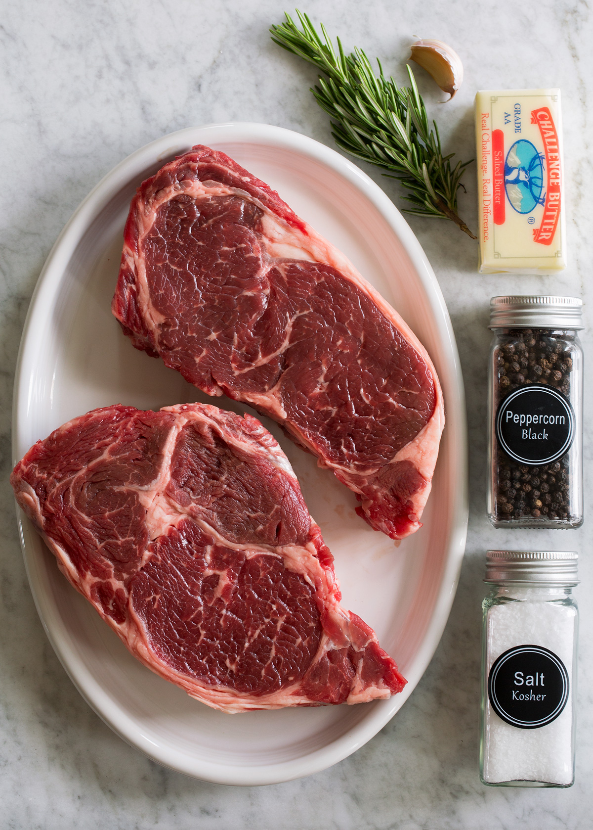 Photo of ingredients used to make grilled steak.