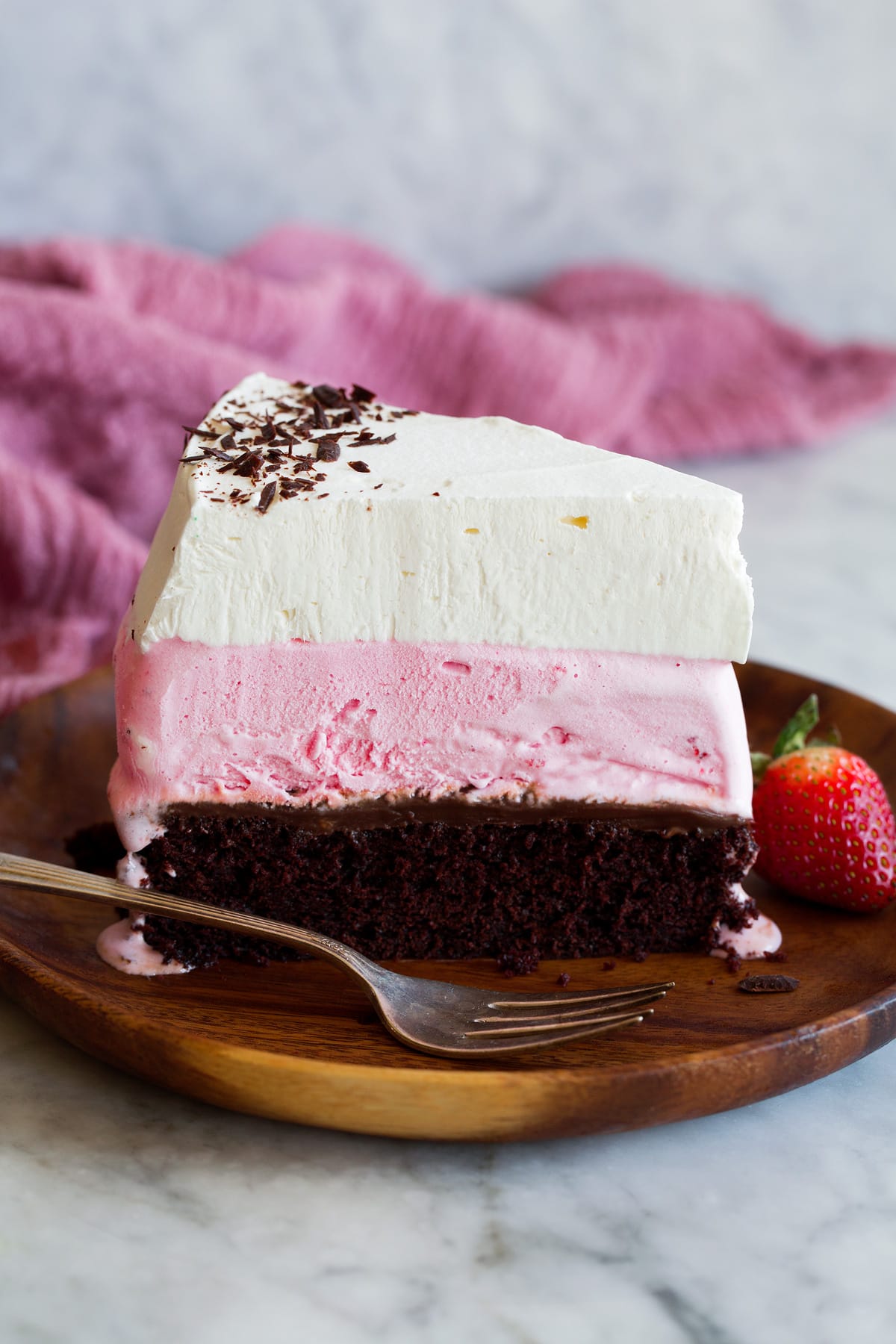 Ice Cream Cake with Neapolitan layers.