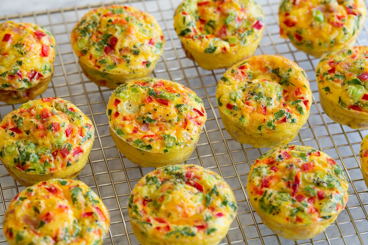 Egg muffins on cooling rack.