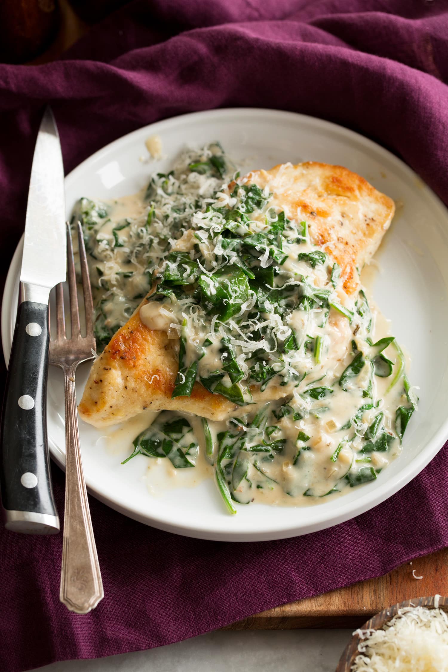 Single serving of chicken florentine.