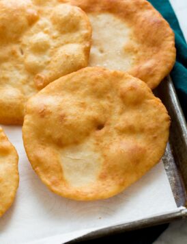 Golden brown deep fried fry bread.