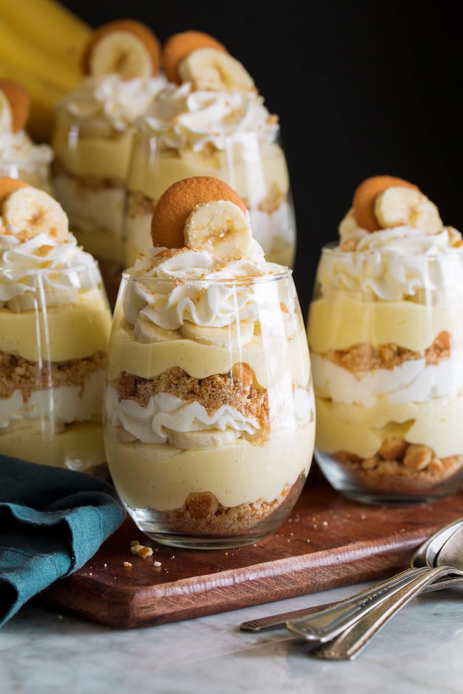 Individual trifles of banana pudding.