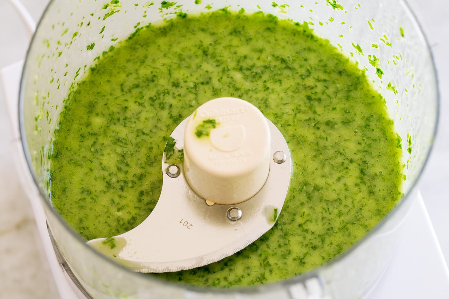 Cilantro lime dressing after blending.