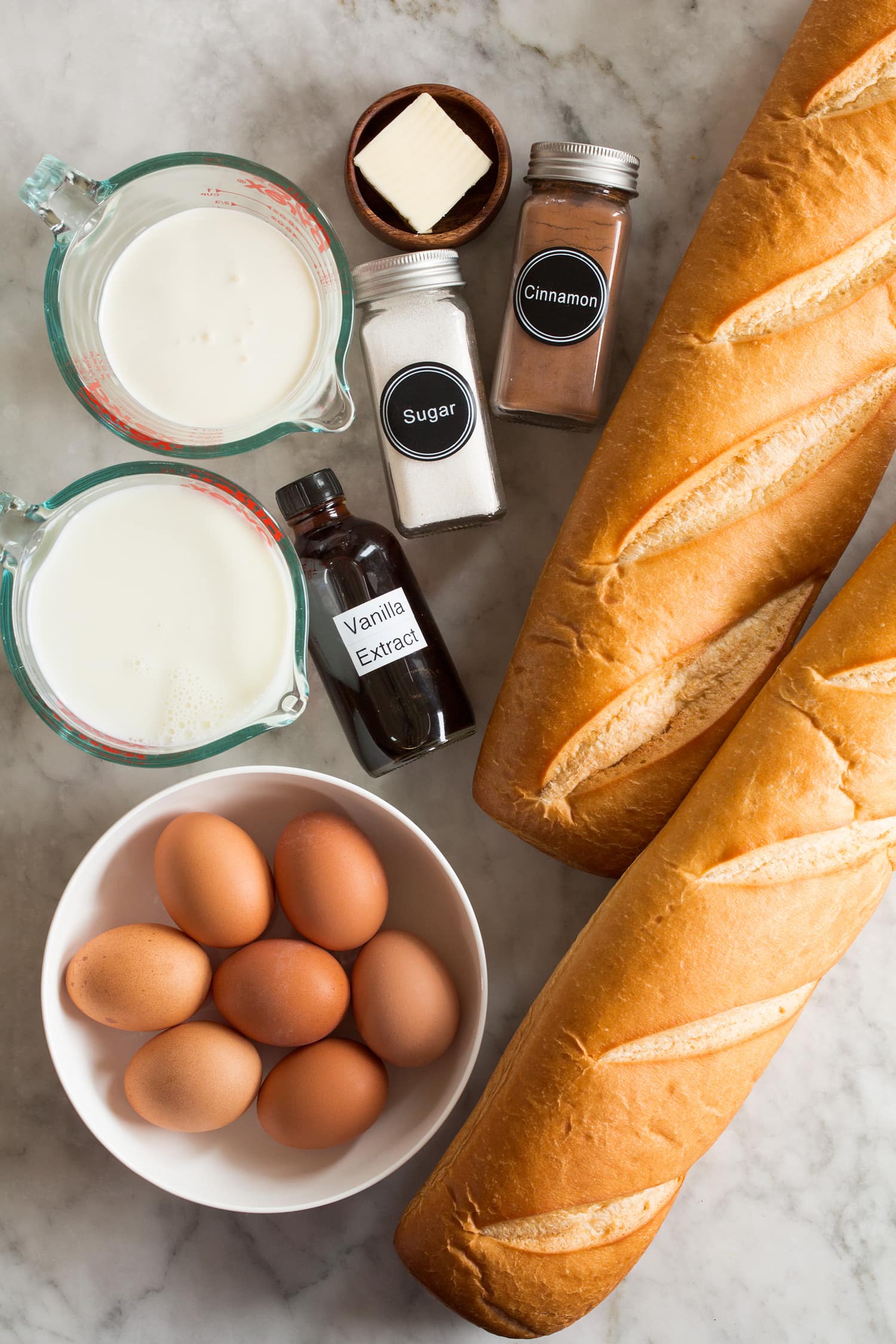 Baked French Toast recipe ingredients shown.