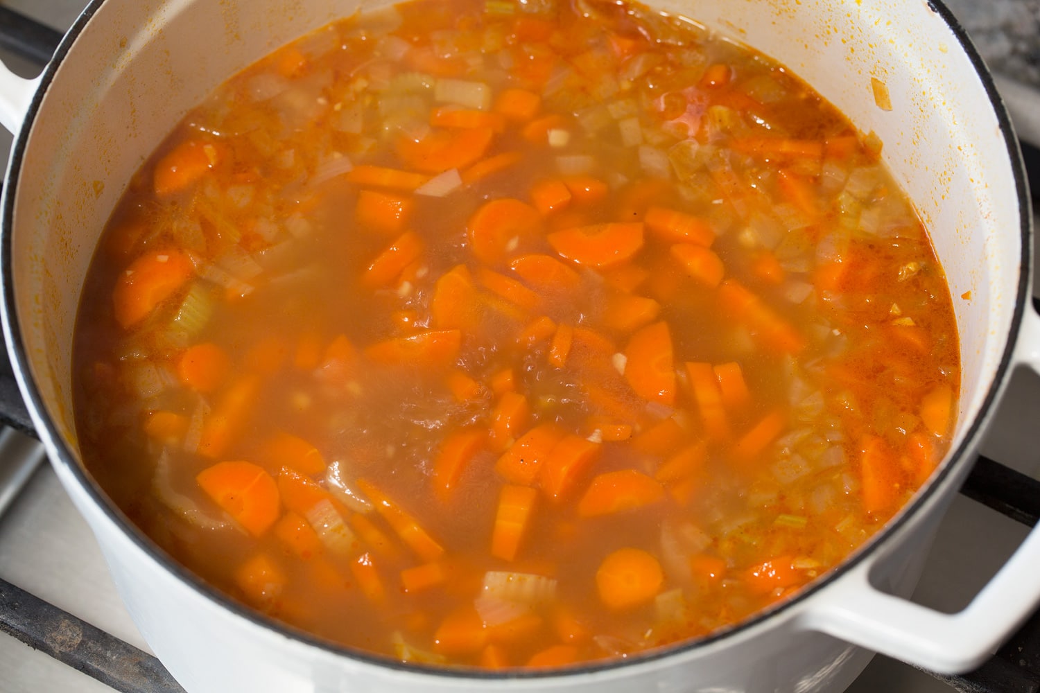 Soup simmering.